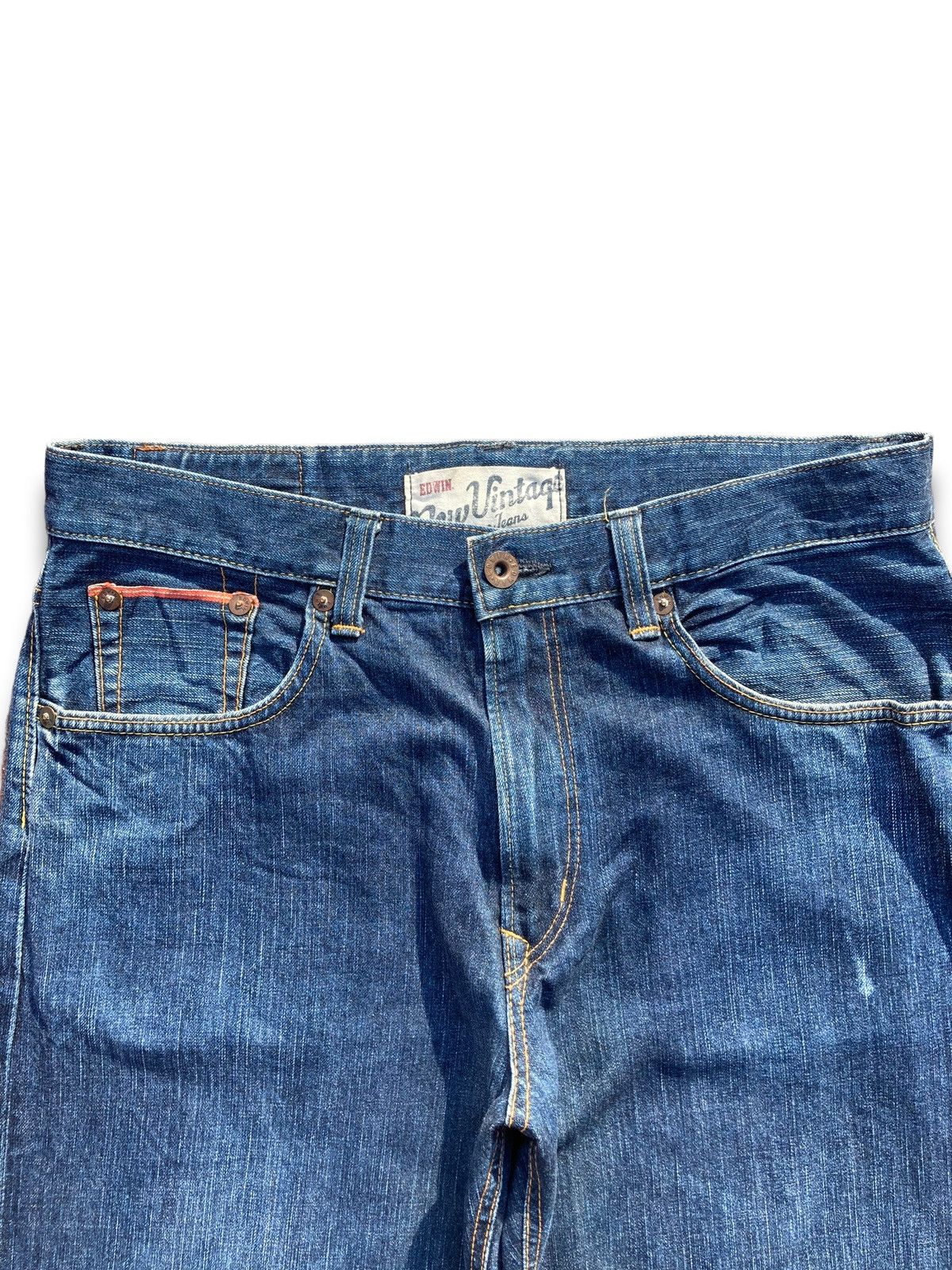 Edwin × Vintage Vintage Y2K Edwin Indigo Distressed Kaihara Denims Size US 34 / EU 50 - 3 Thumbnail