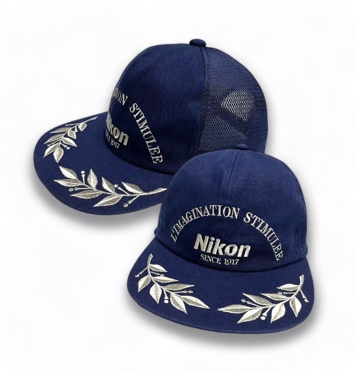 Nikon 💥📸 VINTAGE 90’s NIKON JAPAN Silver Embroidery Trucker Hat Size ONE SIZE - 1 Thumbnail