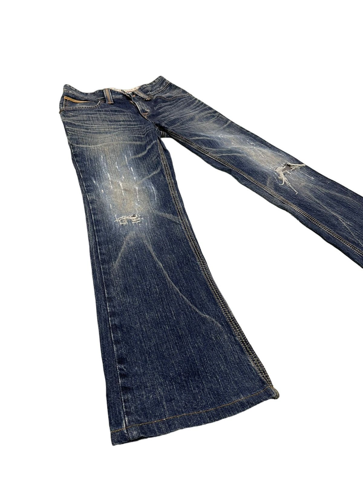 Edwin Flare Jeans Edwin Japan Distress Faded Boot Cut 6🟦0 Size US 28 / EU 44 - 3 Thumbnail
