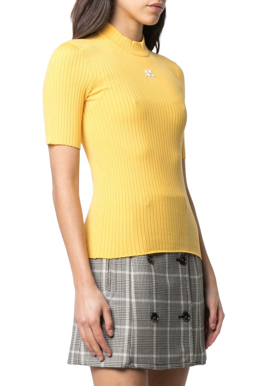 Courreges Courreges Yellow Ribbed Knitwear Top Size S / US 4 / IT 40 - 2 Thumbnail