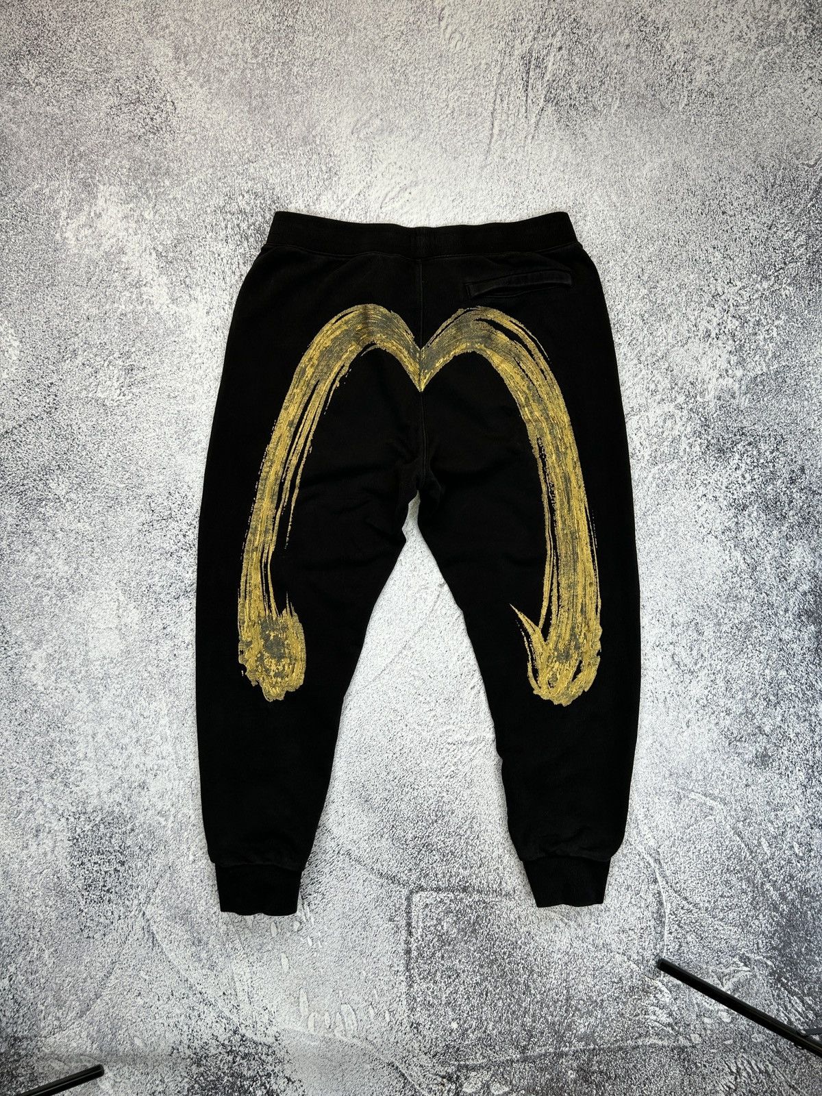 Pantalon Jogging Evisu Noir Imprimé Blanc - Taille M, 100% Coton, Vintage Y2K, Occasion Très Bon état