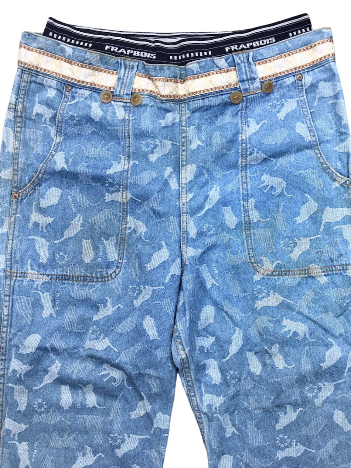 Issey Miyake × Japanese Brand × Vintage Double Waist Fraboise Monogram Cats Issey Miyake Baggy Pants Size US 33 - 3 Thumbnail