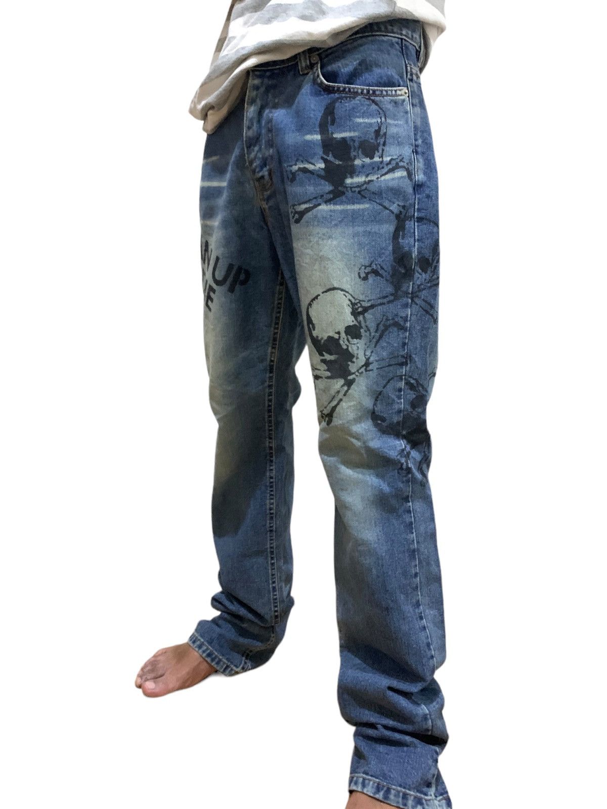 If Six Was Nine × Le Grande Bleu (L.G.B.) × Who Decides War Katharine Hamnett Clean Up Or Die Punk Jeans Size US 31 - 3 Thumbnail