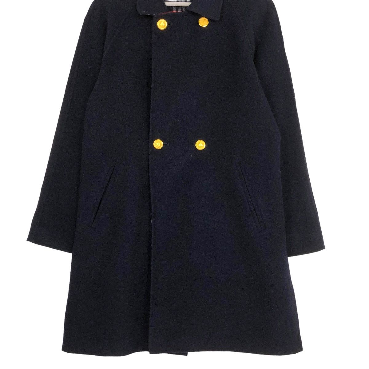 Burberry × Burberry Prorsum × Vintage 💥BURBERRYS NOVA CHECK VINTAGE NAVY WOOL LONG JACKET Size US L / EU 52-54 / 3 - 5 Thumbnail