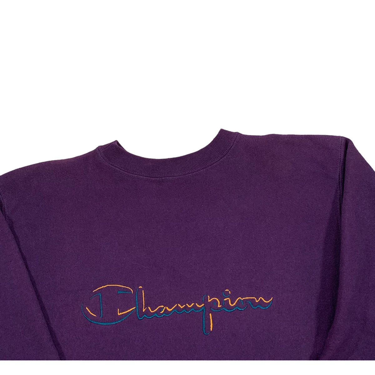 Champion VTG 90s Champion Reverse Weave Purple Script Logo Sweatshirt Size US L / EU 52-54 / 3 - 3 Thumbnail