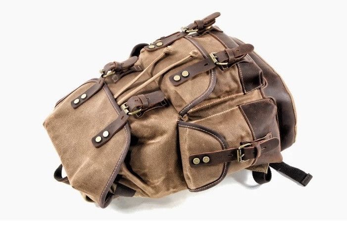 Japanese Brand Unisex Vintage Waxed Canvas Backpack Size ONE SIZE - 6 Thumbnail
