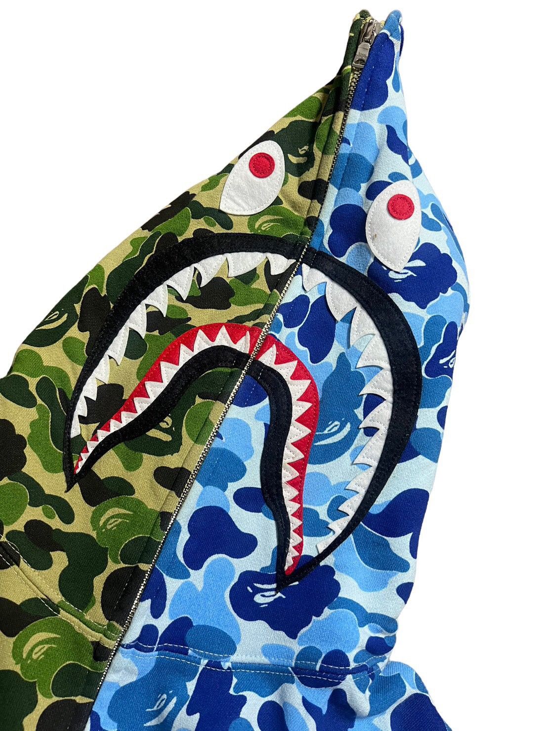 BAPE shark half full zip hoodie ABC green/blue camo