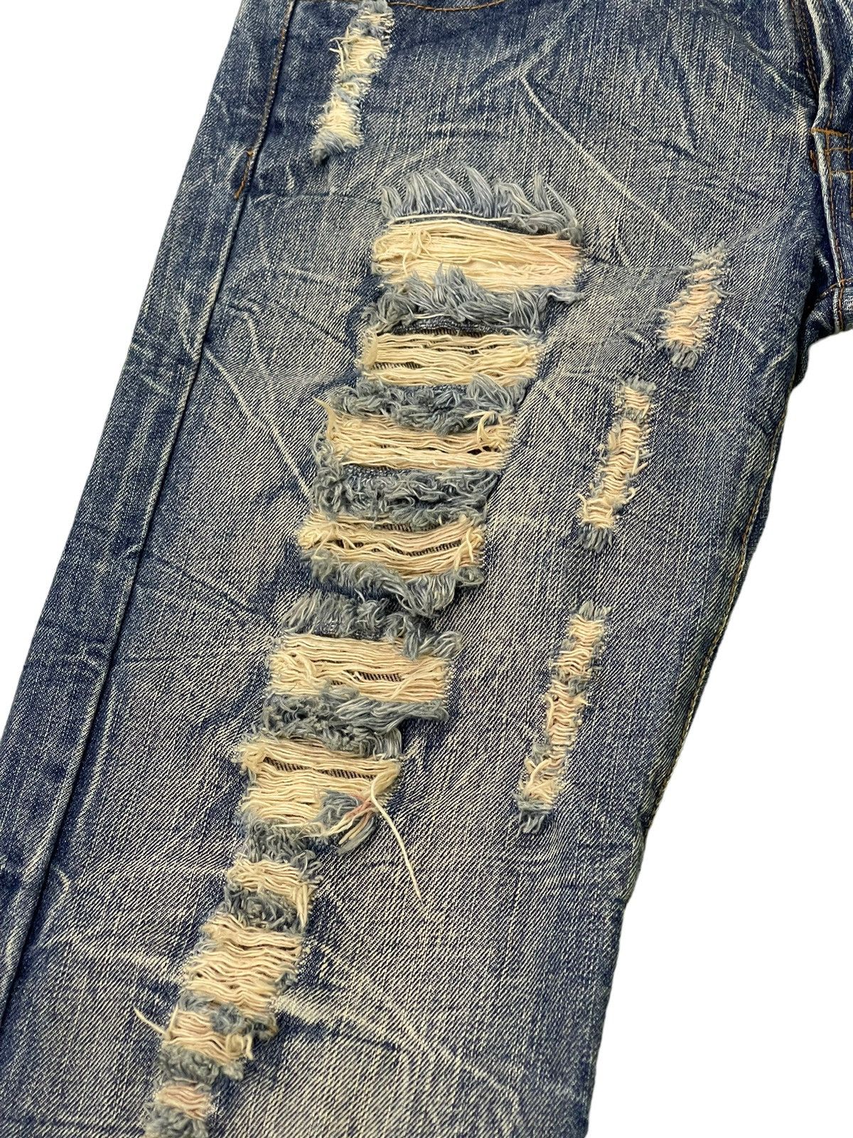Japanese Brand Distress Jeans K.U.I Acid Wash Low Rise Denim Straight 5🟦9 Size US 30 / EU 46 - 17 Thumbnail