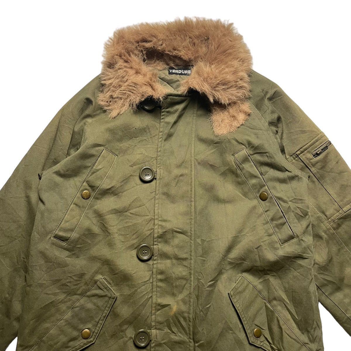 14th Addiction × Japanese Brand × Le Grande Bleu (L.G.B.) 🇯🇵 VINTAGE VERDURE FUR COLLAR BUTTON UP FULL ZIP JACKET Size US M / EU 48-50 / 2 - 5 Thumbnail