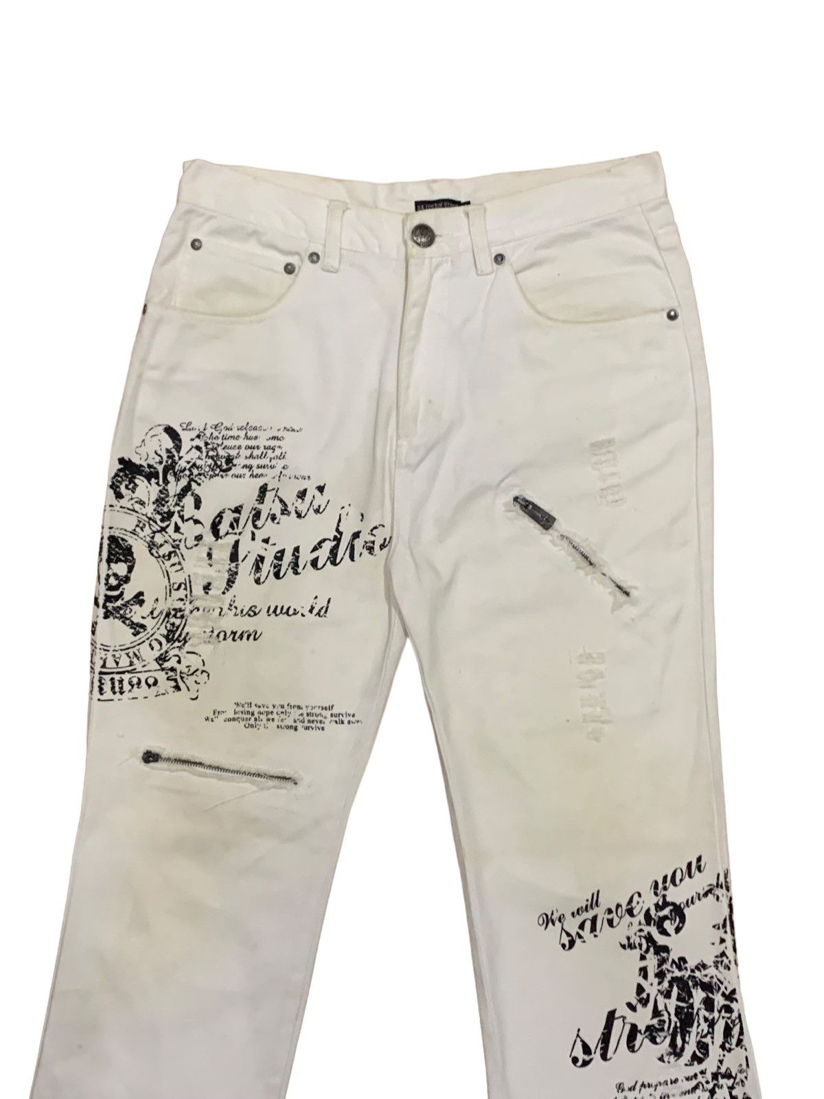 If Six Was Nine × Japanese Brand × Le Grande Bleu (L.G.B.) Vintage Japanese Datsu Studio Skull Punk Jeans Size US 32 / EU 48 - 4 Thumbnail