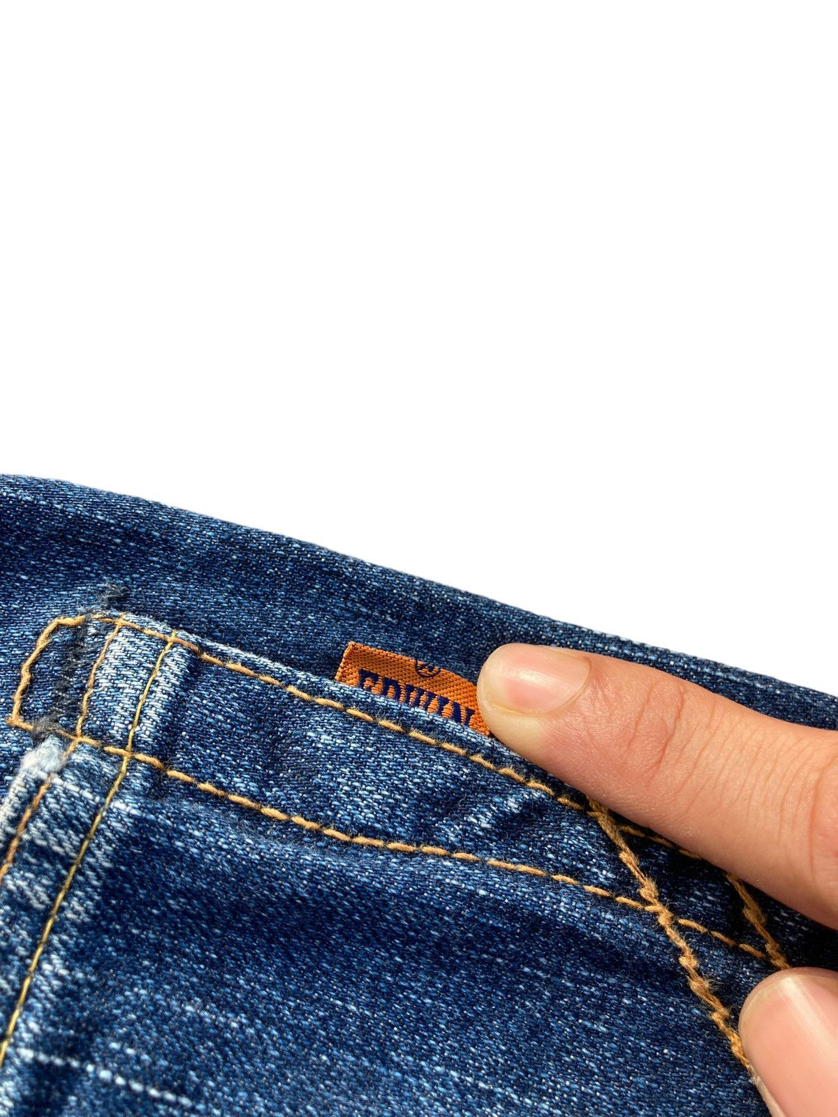 Edwin × Vintage Vintage Y2K Edwin Indigo Distressed Kaihara Denims Size US 34 / EU 50 - 13 Thumbnail