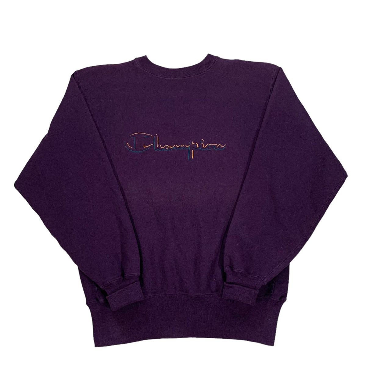 Champion VTG 90s Champion Reverse Weave Purple Script Logo Sweatshirt Size US L / EU 52-54 / 3 - 1 Thumbnail