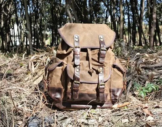 Japanese Brand Unisex Vintage Waxed Canvas Backpack Size ONE SIZE - 2 Thumbnail