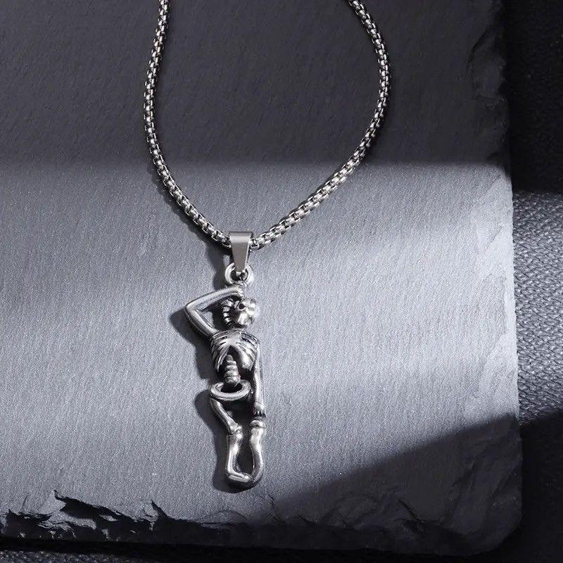 Jewelry Dancing Skull Ghost Necklace Size ONE SIZE - 5 Thumbnail