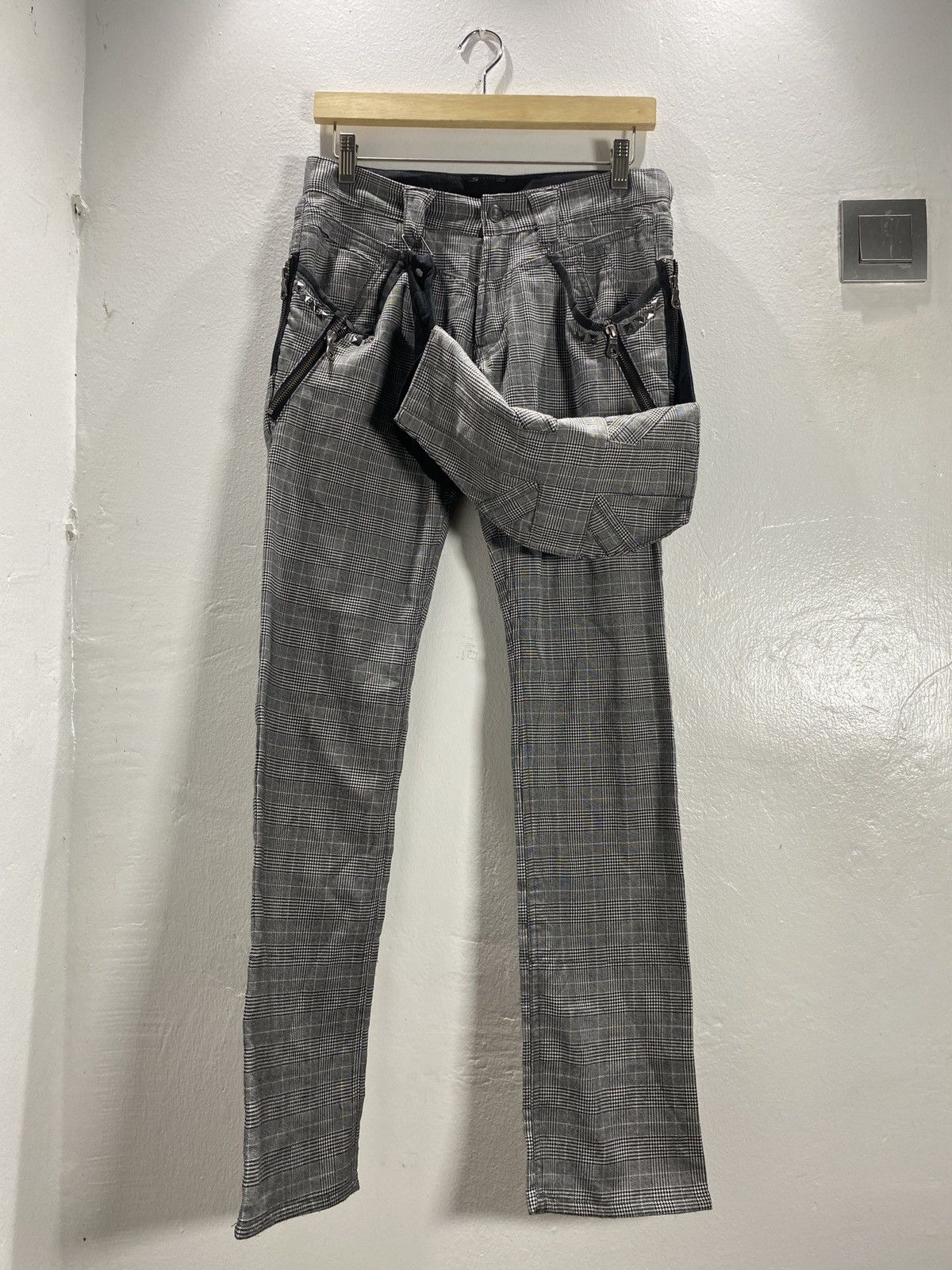 image of Archival Clothing x Ppfm Plaid Waist Bag Pants in Black/White, Men's (Size 30)