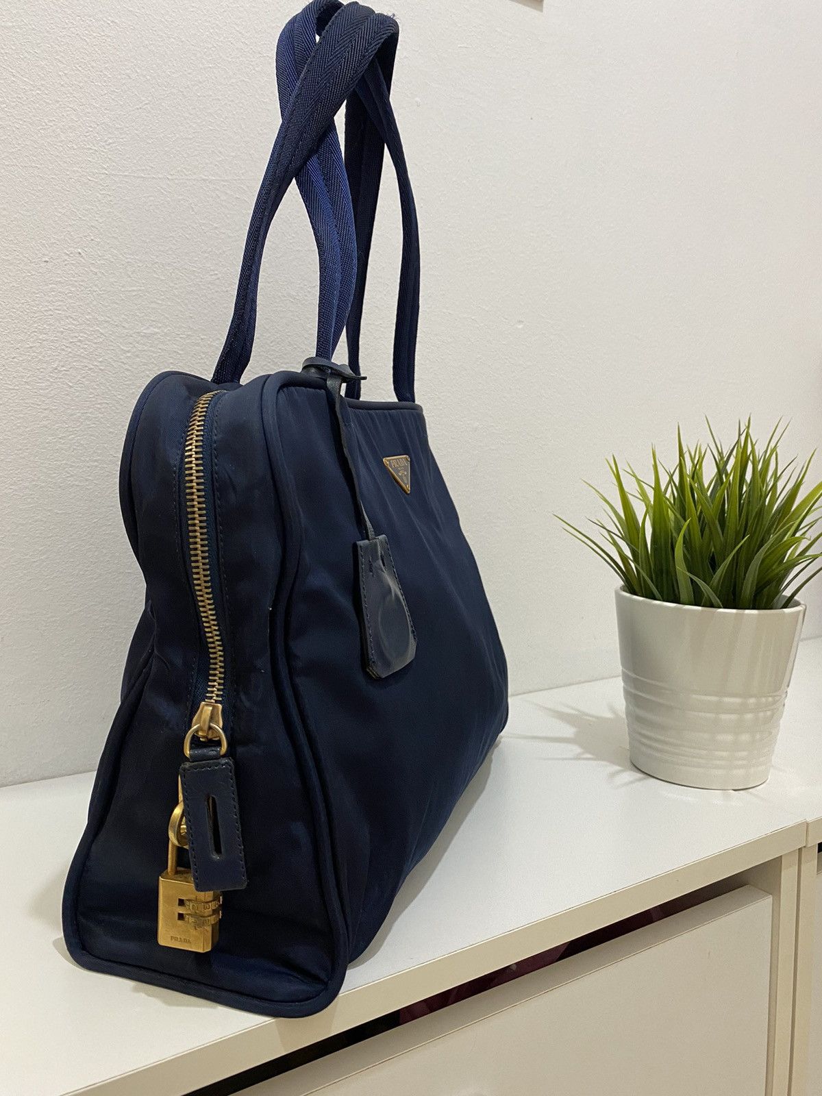 Prada Prada Tessuto Nylon Navy Blue Handbag Size ONE SIZE - 3 Thumbnail