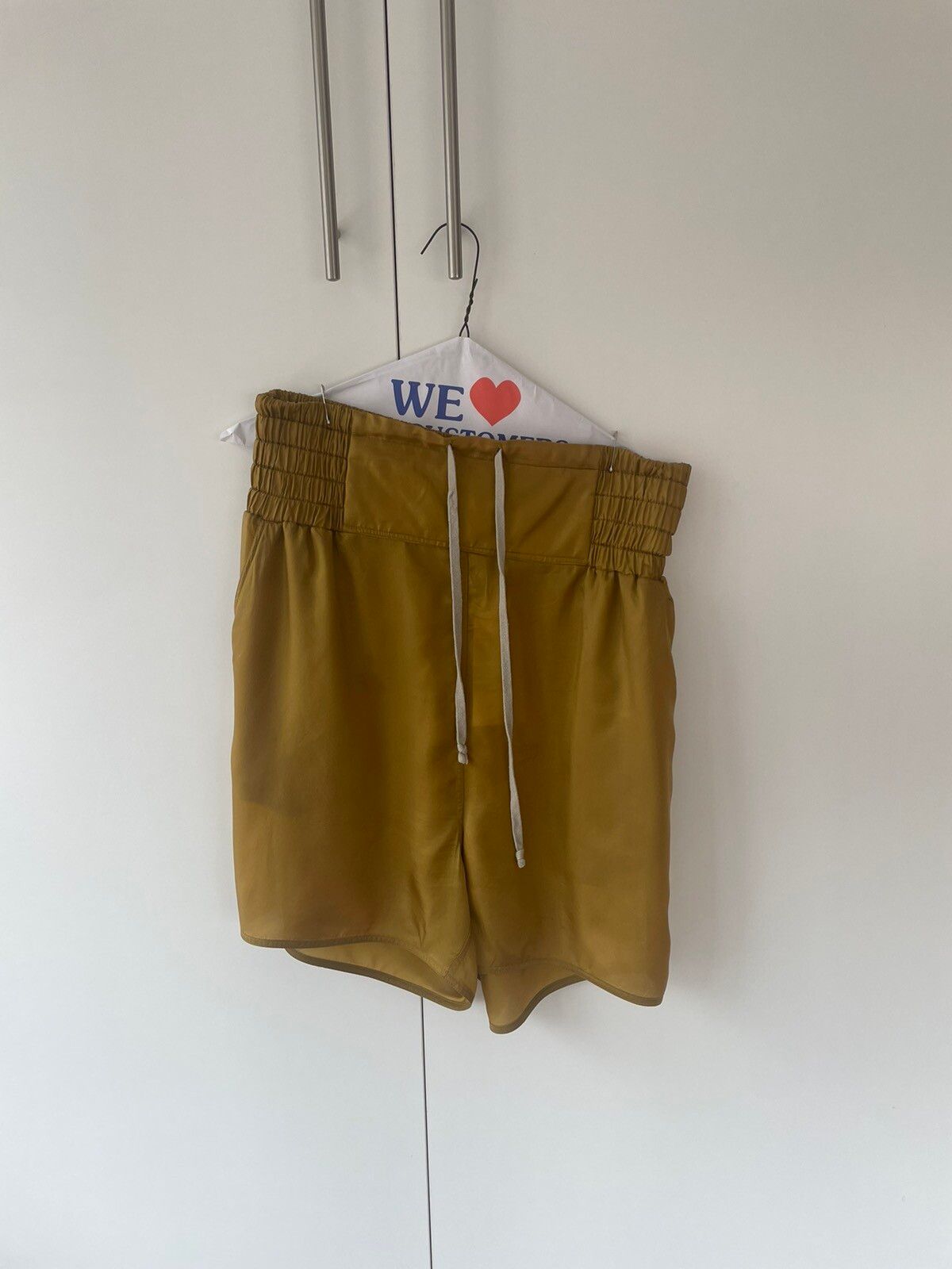 Pre-owned Rick Owens Rick Owns Fogachine Boxing Shorts In Gold
