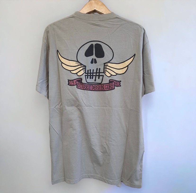 image of Stussy Skull Tshirt in Khaki, Men's (Size Large)